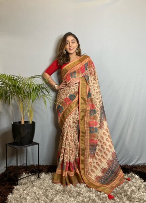 Pure soft Linen silk sequence weaving Saree